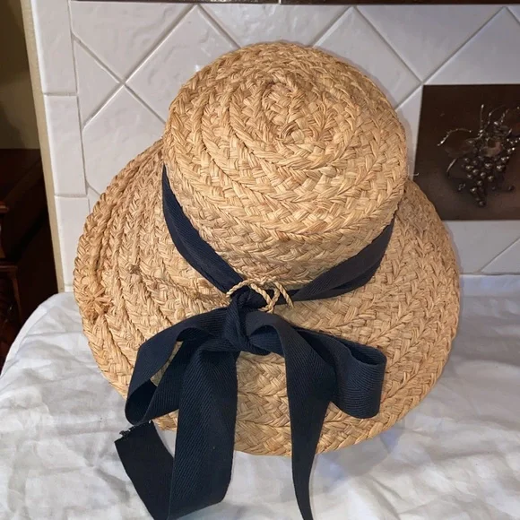 RARE HELEN KAMINSKI Natural Raffia Straw Bow flower detail Hat - Picture 8 of 16